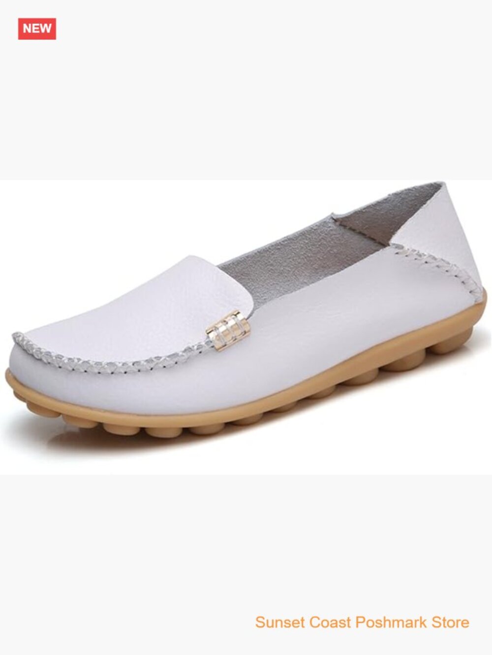 Women's Natural Comfort Walking Flat Loafer Leather Slip-On Lightweight